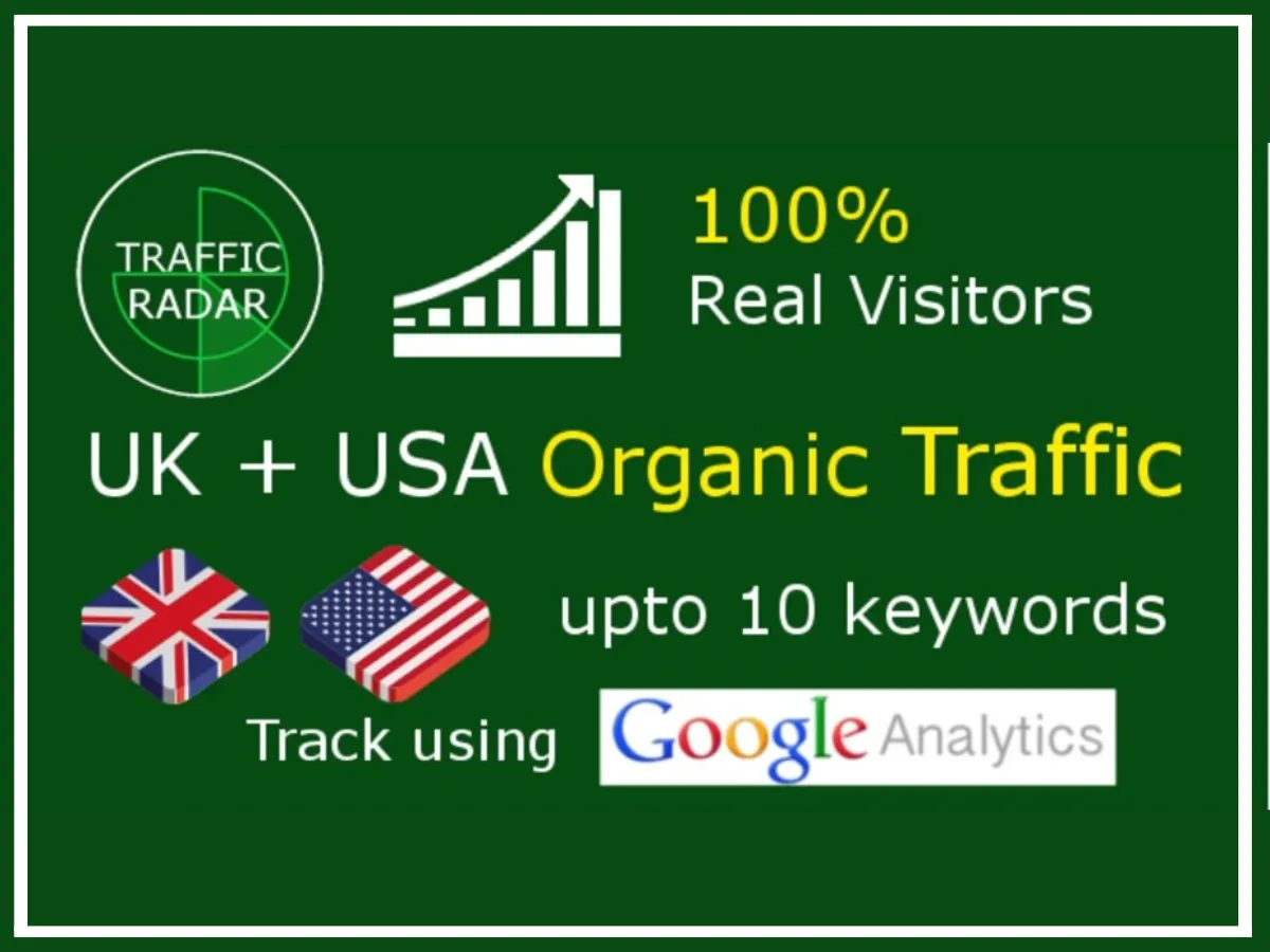 I will send keyword targeted organic traffic from UK and USA