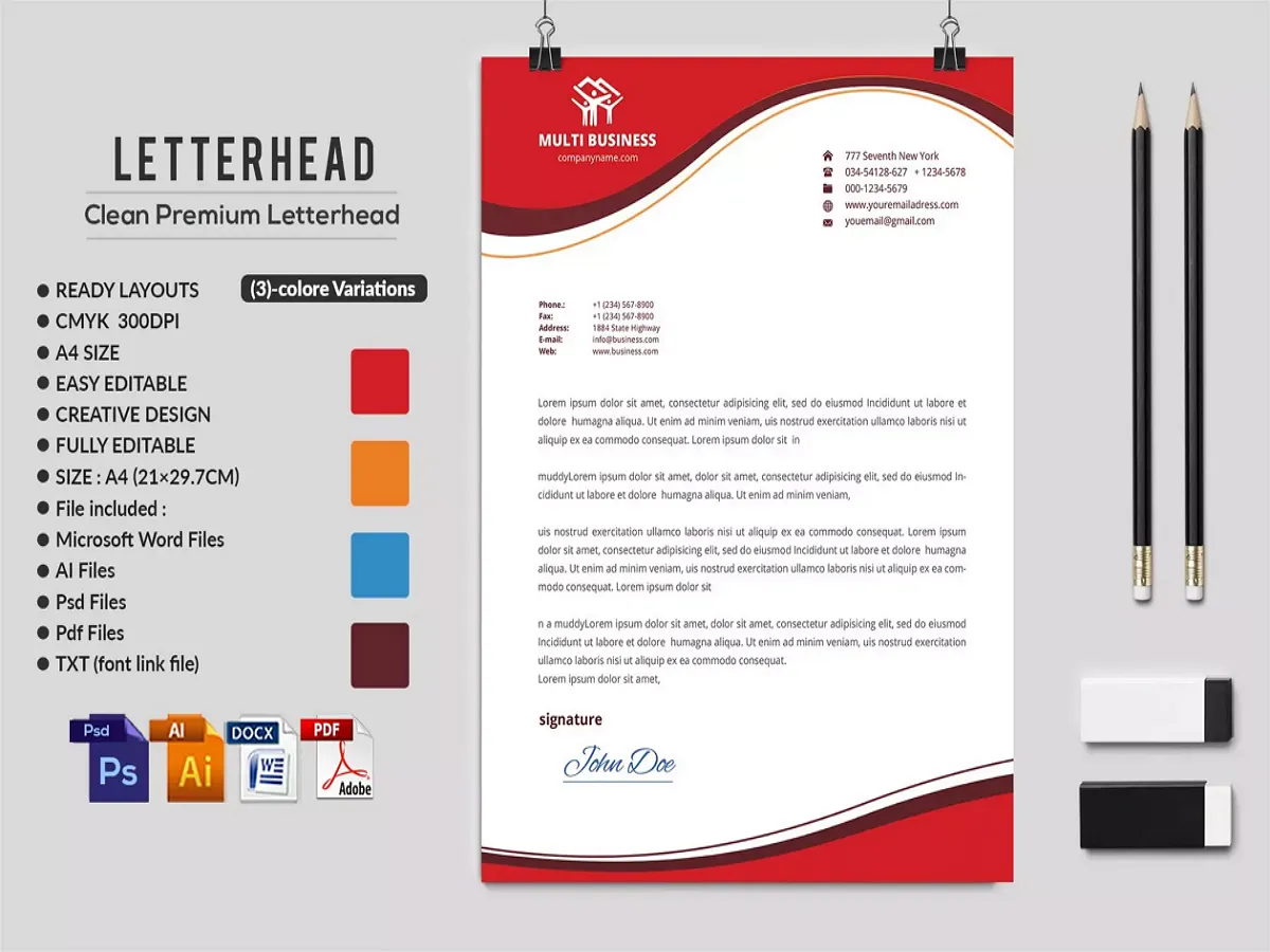 Create a Custom Professional Letterhead Design for Business or Personal Use