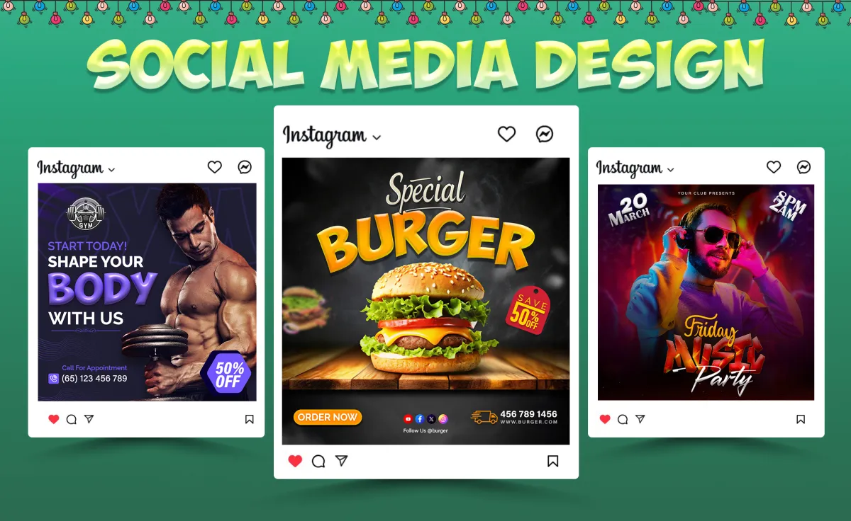 design modern Instagram social media post, Facebook ads, and Twitter designs