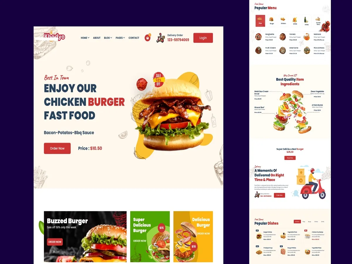 Create a unique restaurant website with online ordering system