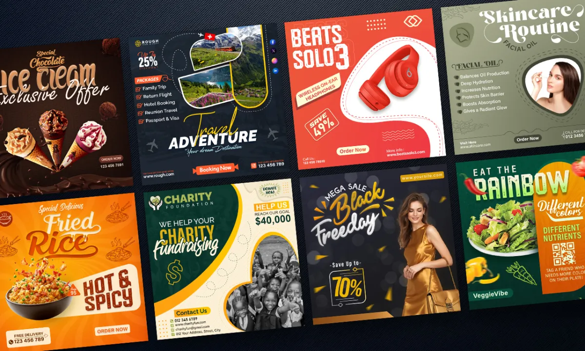 design modern Instagram social media post, Facebook ads, and Twitter designs