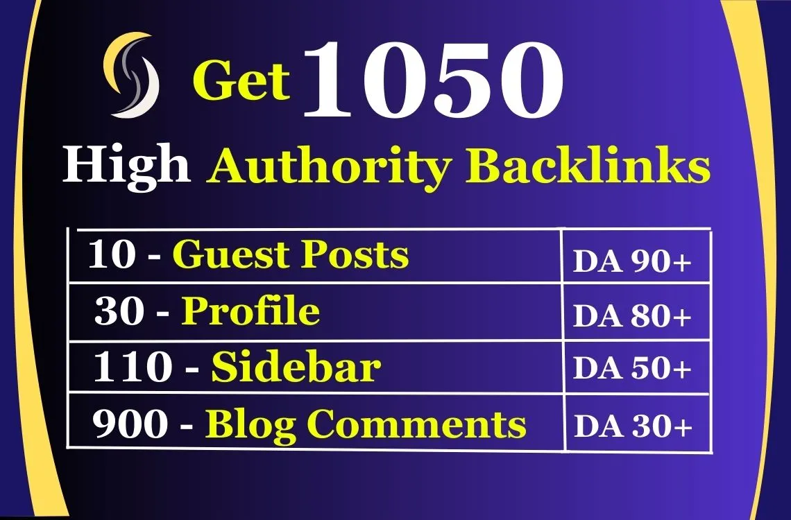 1050+ High Authority Backlinks For High DA 70-90+ Site