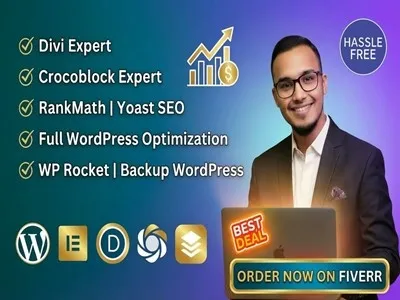 optimize web with WP Rocket, RankMath, Yoast SEO, Backup, Divi Expert, Crocoblock
