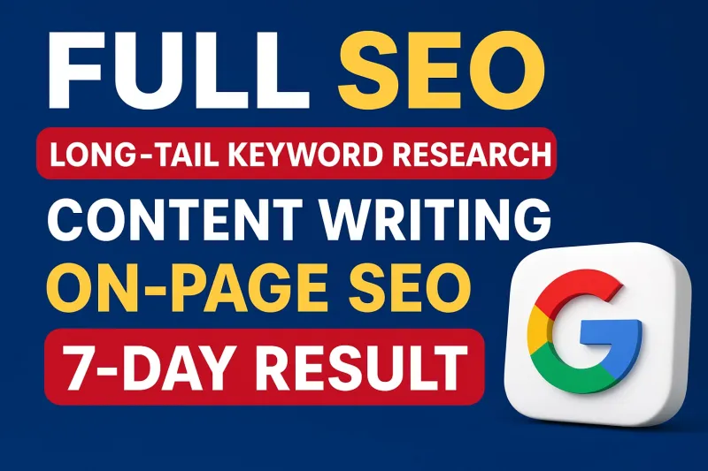 I will do full SEO: long-tail keyword research + content writing + on-page SEO with 7-day result