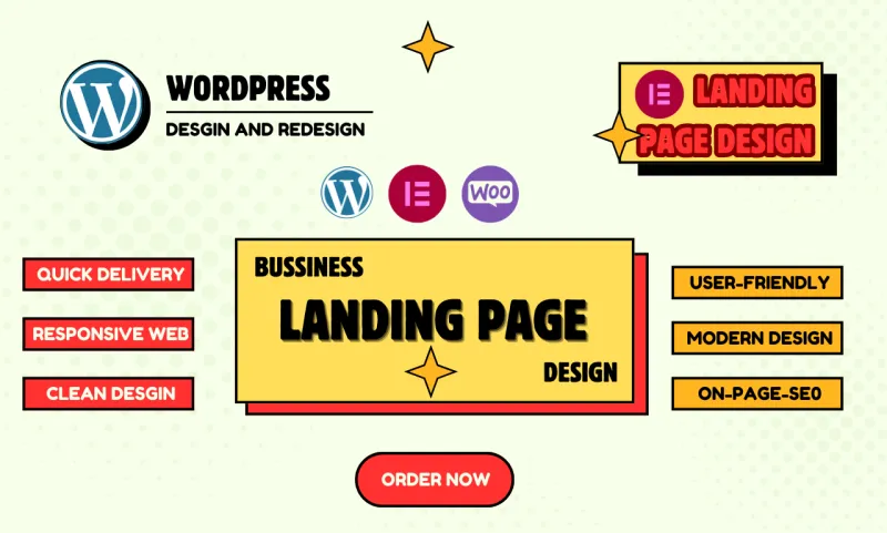  design, redesign WordPress landing page with ELEMENTOR pro