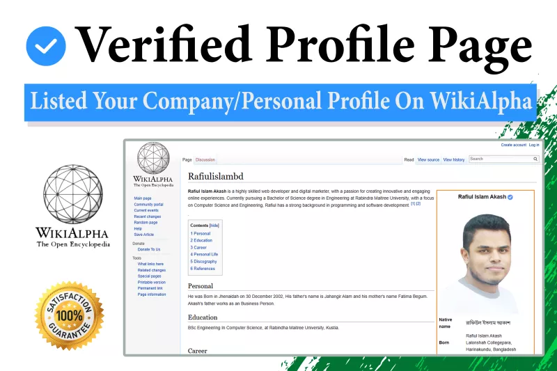 Create Company or Personal Profile On WikiAlpha with Blue Verified