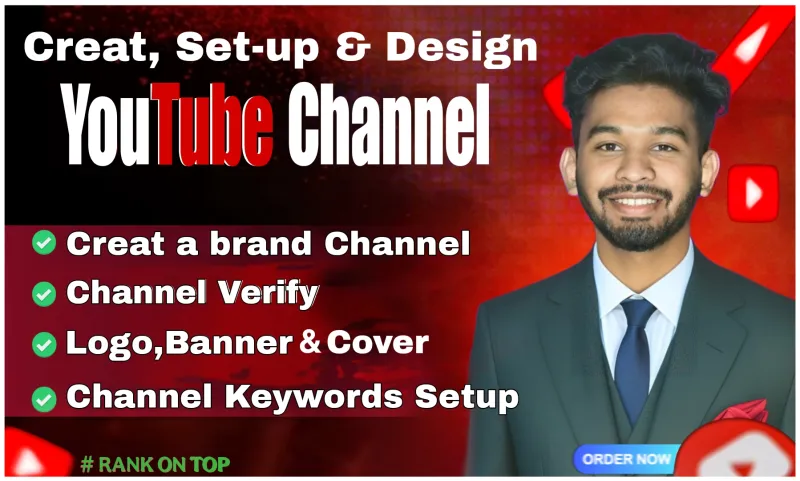 I will Creat, Setup Youtube Channel with logo, banner 