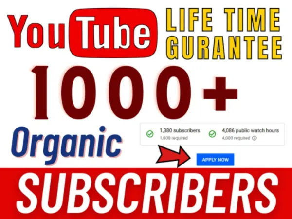 I will provide 1k+ real and organic YouTube subscribers for YouTube monetization 