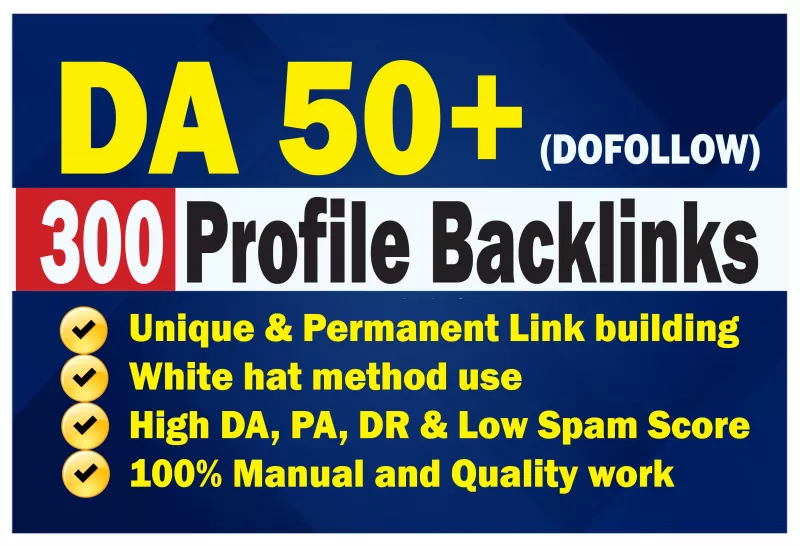 100 Profile Backlinks create manually high domain authority backlinks permanent Link building. 