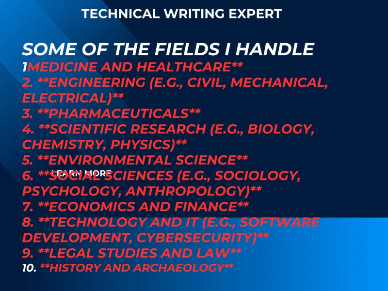 I will handle all your technical writing research and summaries projects