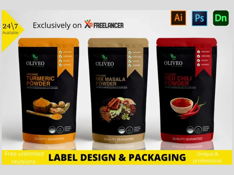 design product packaging label pouch sachet 3d renderings