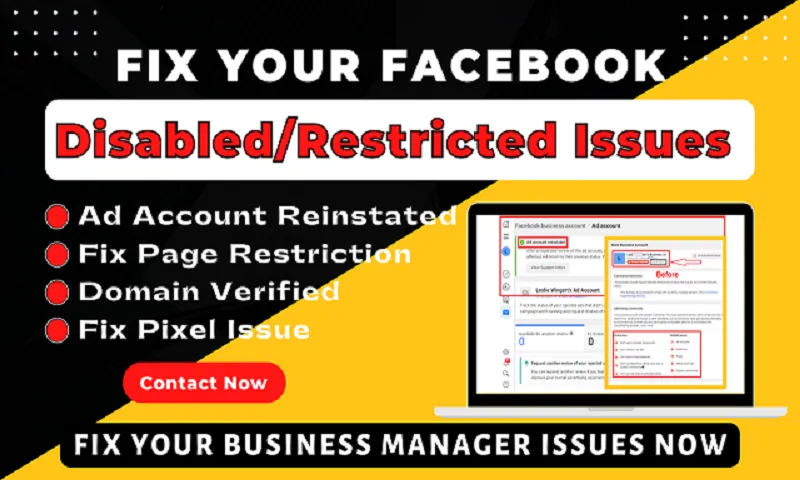 fix disable facebook business manager, fix ad account, reinstate fb ad account