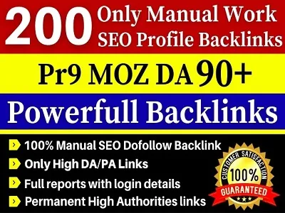 Make 200 Permanent Dofollow High Domain Authority SEO backlinks for boost ranking