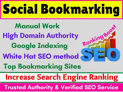 I will do manually 21+  High DA (70-100) Social Bookmarking Do Follow SEO Live Backlinks be google 1