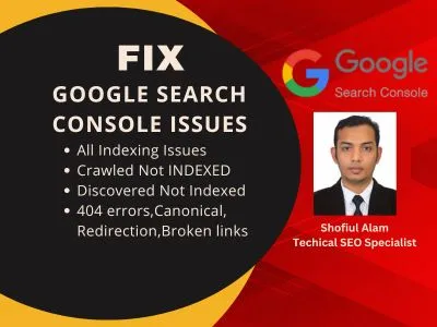 Fix Google search console issues, indexing errors,404 error,discovered ,crawled not index