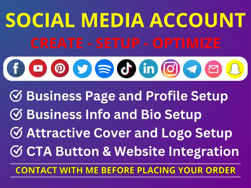 create all social media accounts professionally and setup business pages