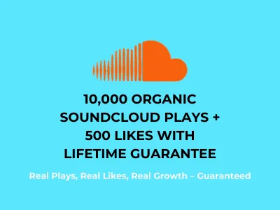 10,000 Organic SoundCloud Plays + 500 Likes with Lifetime Guarantee