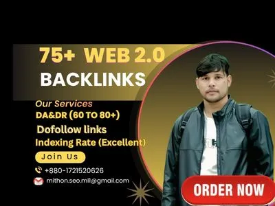 We use the most recent Google strategy to build 75+Web 2.0 SEO backlinks for your websites ranking.