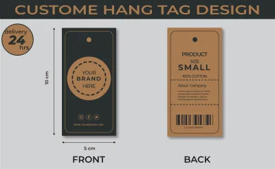 "I will create custom hang tag designs clothing brand within 24 hours