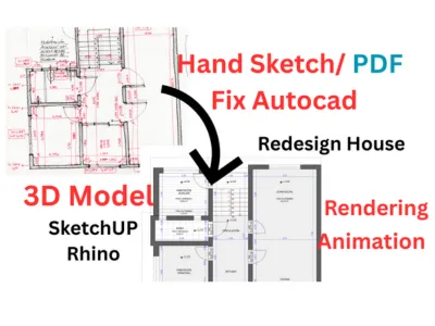 redesign CAD floor plan made from your hand-drawn sketch
