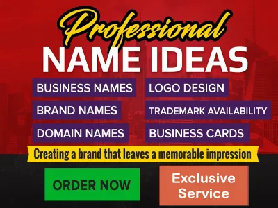 Create 50 Professional, Catchy and Magnetic Business Names and Slogans