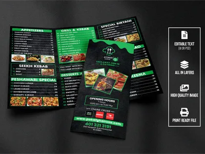 do creative professional food menu, restaurant menu