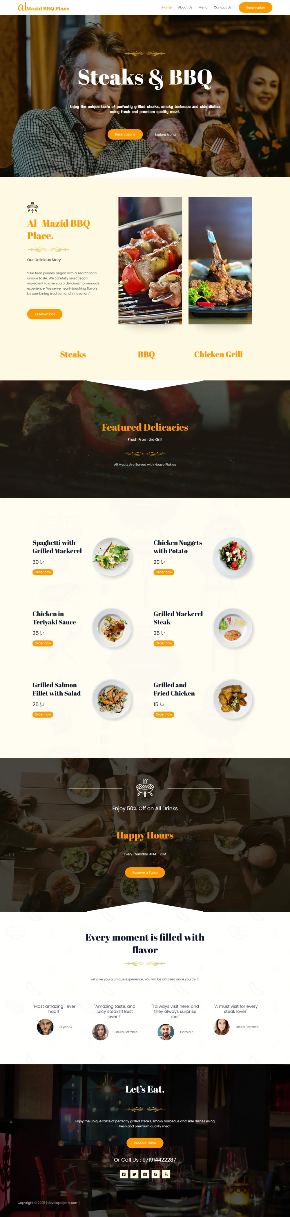 Restaurant landing page