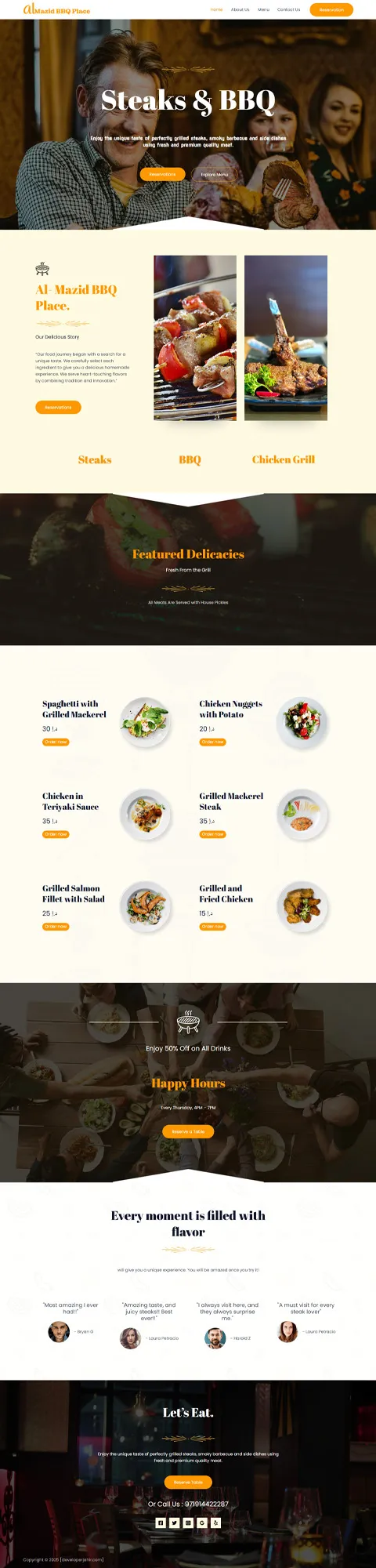 Restaurant landing page