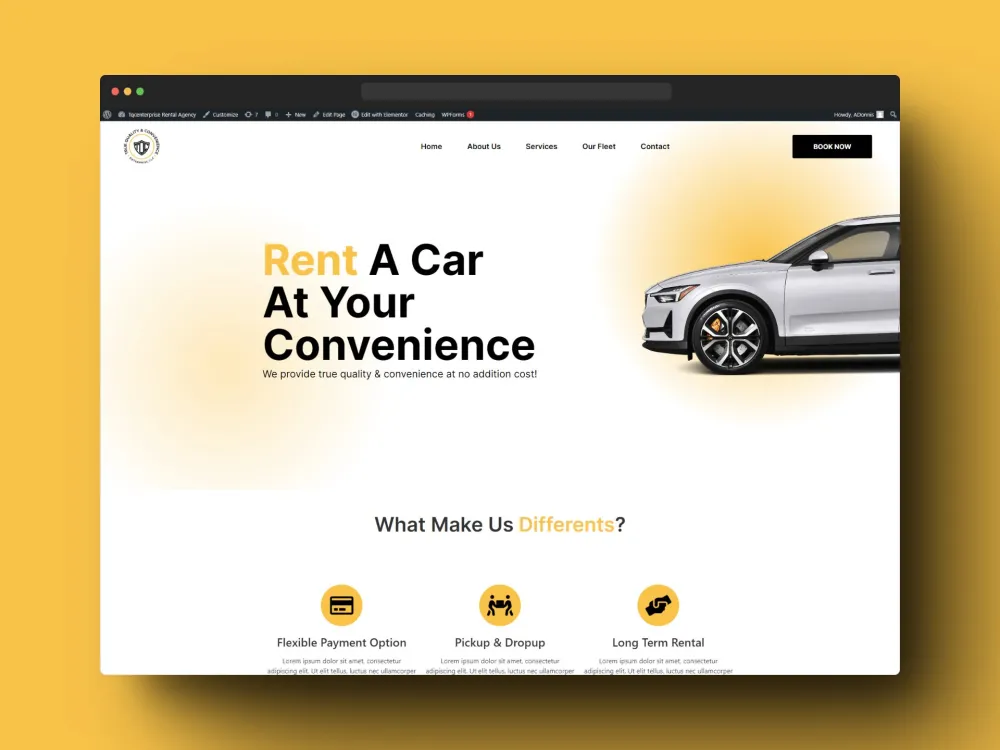 Complete A car rental wordpress website